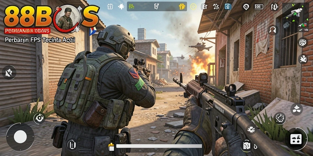 Tampilan gameplay memukau di 88BOS dengan aksi FPS intens.