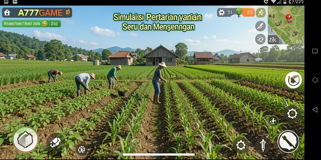 Tampilan gameplay A777GAME yang menarik saat mengelola pertanian.