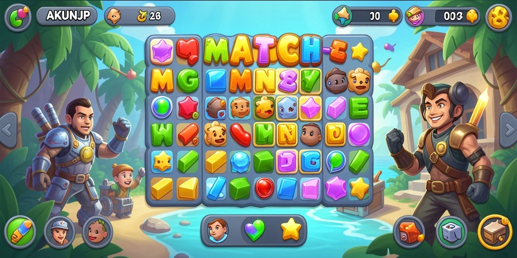 Gameplay seru dalam AKUNJP dengan misi mencocokkan item.