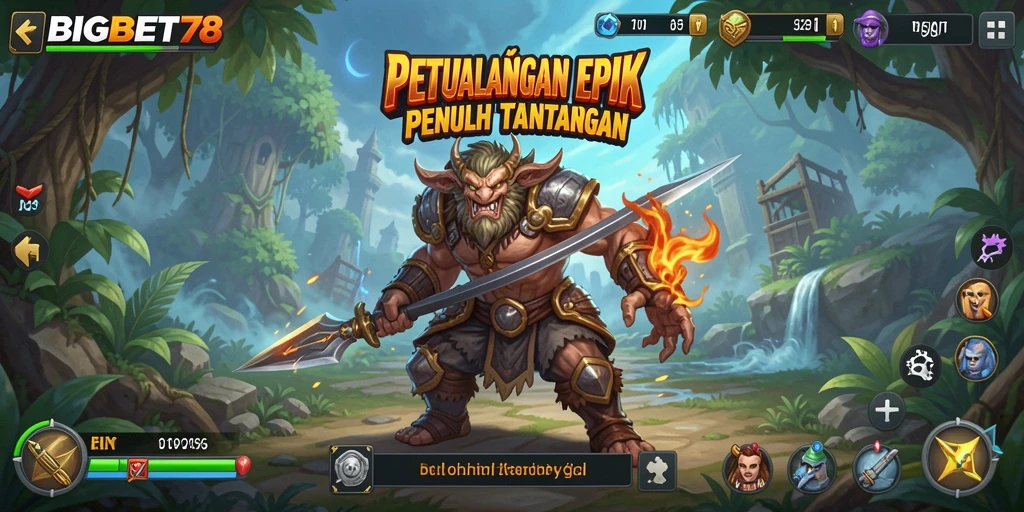 Tampilan gameplay mendebarkan dari game Adventure BIGBET78.