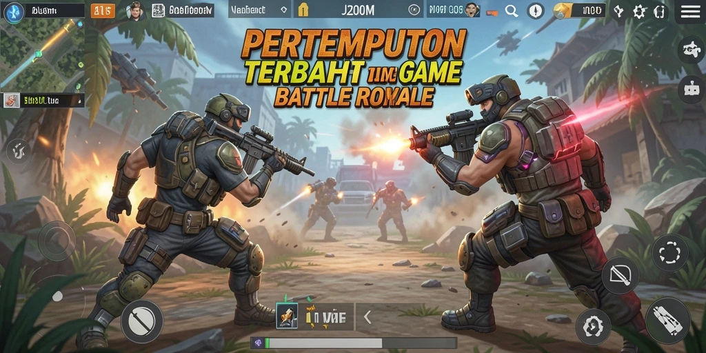 Screenshot J200M menampilkan momen mendebarkan dalam pertempuran Battle Royale.
