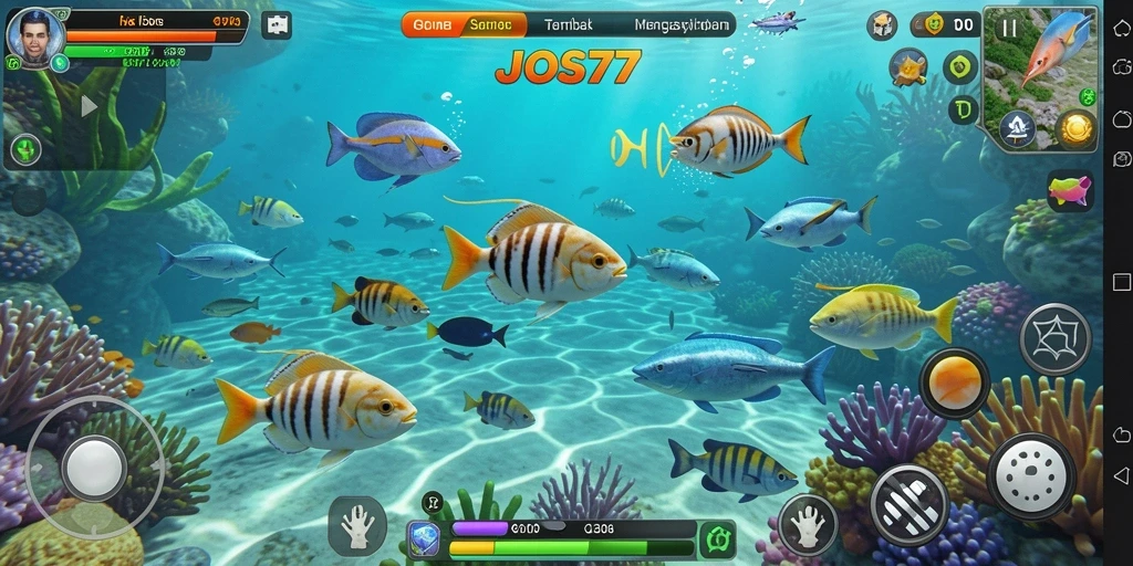 Screenshot gameplay JOS77 menampilkan aksi menembak ikan yang seru.