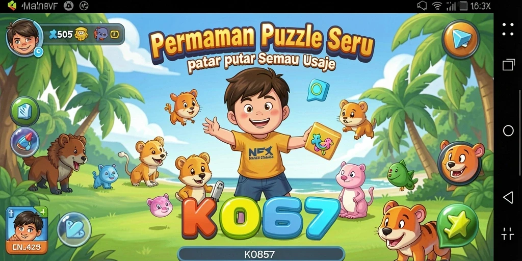 Tampilan gameplay puzzle KO857 yang seru dan menantang.