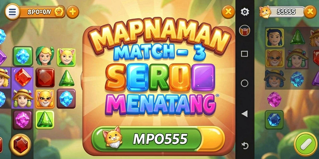 Tampilan gameplay seru dari MPO555 dengan tantangan Match-3.