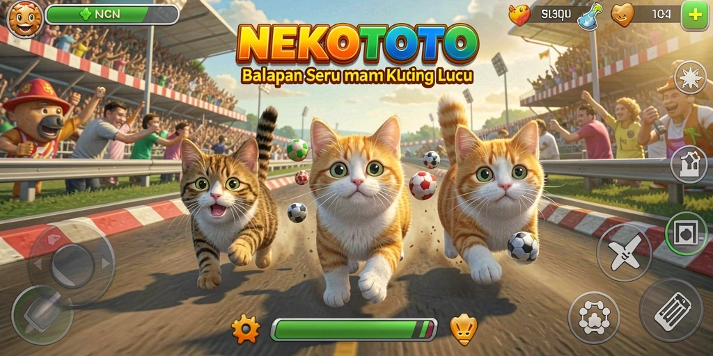 Tampilan gameplay Racing yang intens dan menyenangkan di NEKOTOTO.