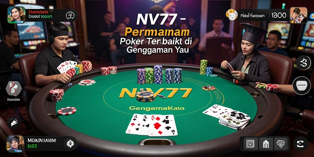 Tampilan utama gameplay NV77 dengan aksi poker mendebarkan.