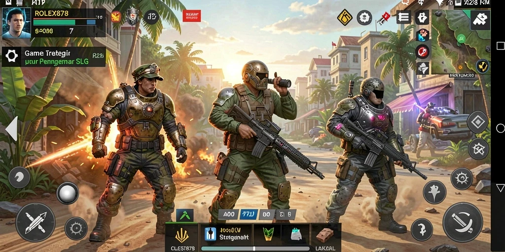 Tampilan screenshot gameplay <strong>ROLEX878</strong> menunjukkan pertempuran seru antar kerajaan.
