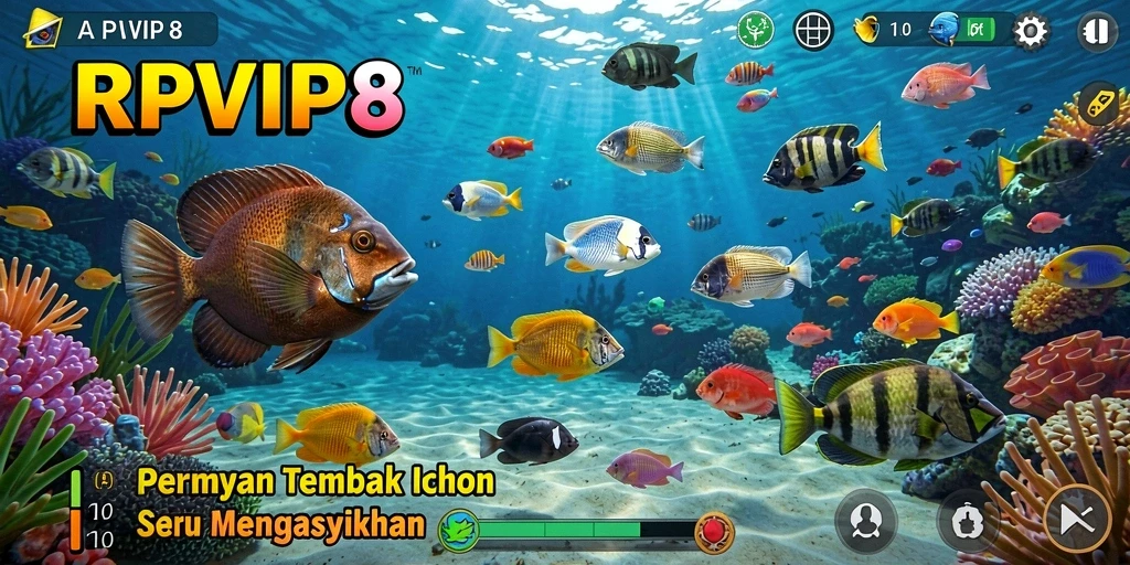 Tampilan gameplay RPVIP8 yang menampilkan aksi tembak ikan yang mendebarkan.