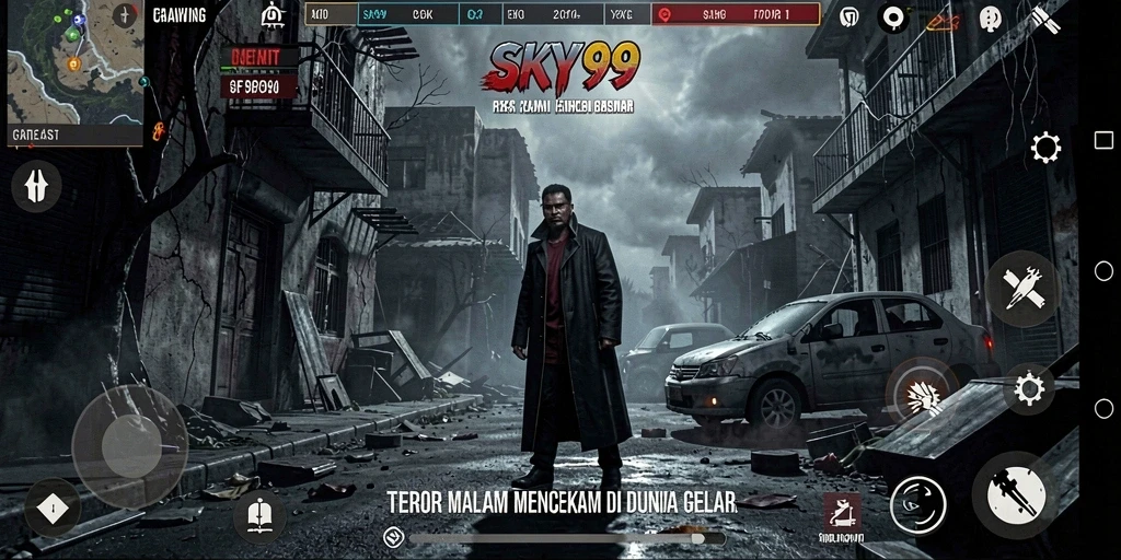 Screenshot gameplay SKY99 menampilkan suasana mencekam dan kengerian dalam permainan.