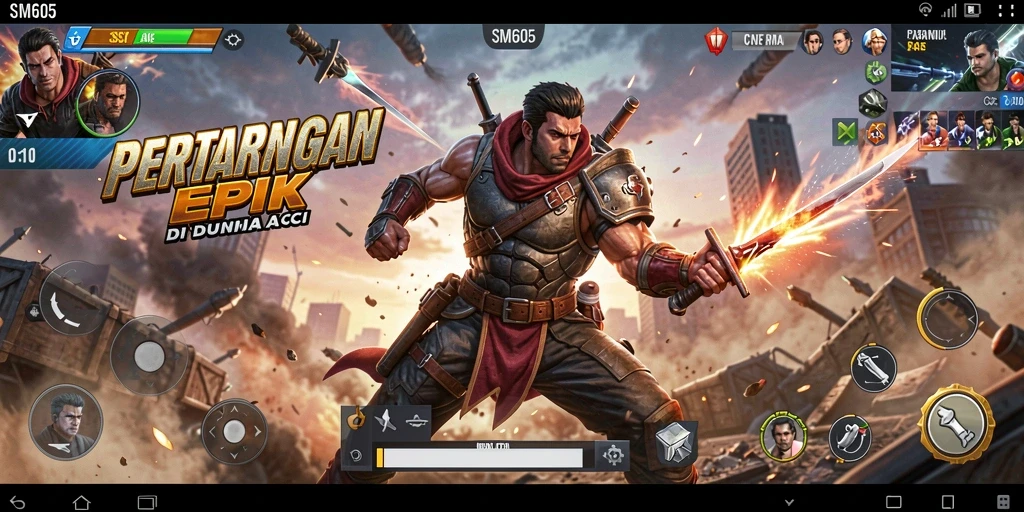 Tangkapan layar aksi memukau saat gameplay SM605.