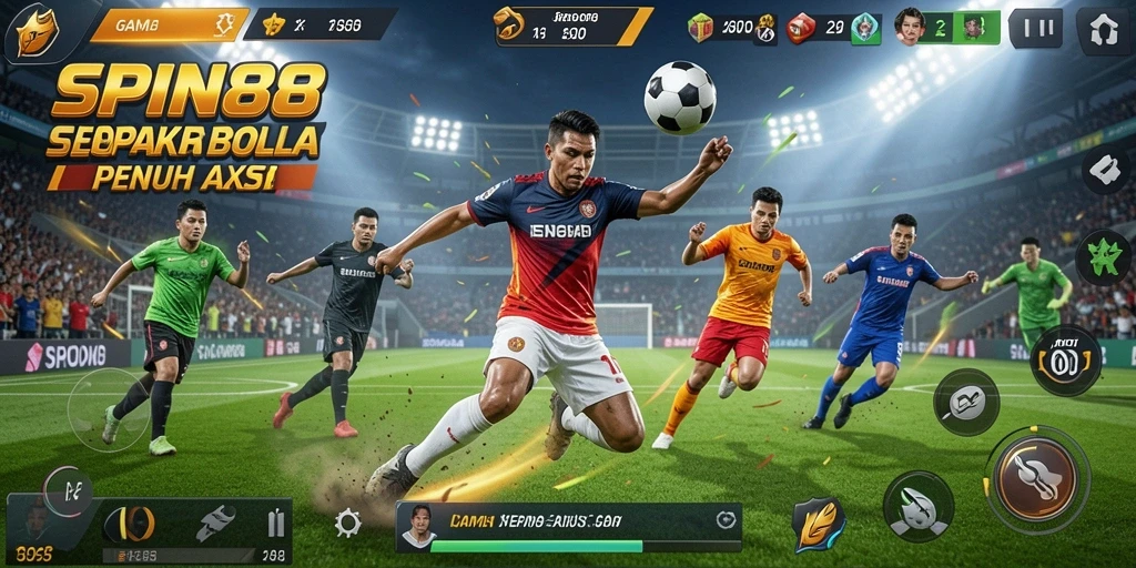 Tampilan menarik dari gameplay SPIN88 yang penuh aksi sepak bola.