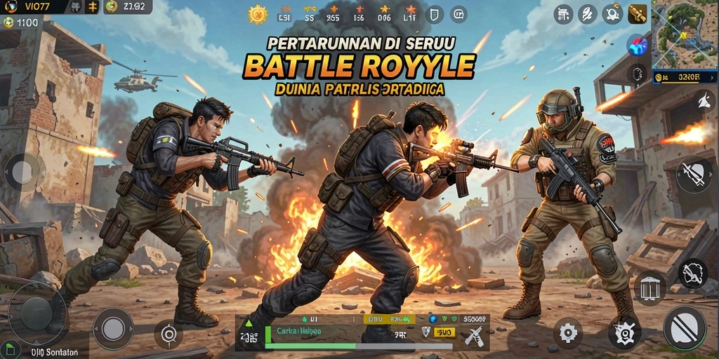 Gameplay mendebarkan di arena Battle Royale VIO77.